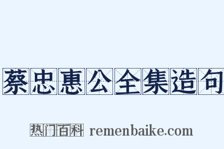 蔡忠惠公全集造句是什么意思的图片